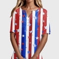 thumbnail image 4 of KDDYLITQ 250th Anniversary Usa Shirt Womens 250th Anniversary Printed Short Sleeve T-Shirts Flag Button V Neck Lightweight Tops Lounge Workout Clothes Blue 2XL, 4 of 5