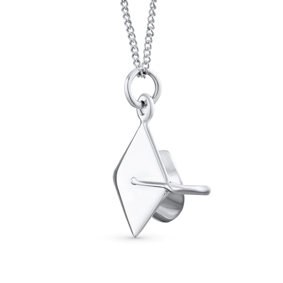 Bling Jewelry Womens Graduate Gift Hat Graduation Cap Pendant Necklace .925 Sterling Silver