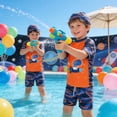 thumbnail image 6 of Rhoudy Boys Swim Set 2 Piece Rash Guard Swim Shirt And Trunks With Swim Cap For Kids Youth Swimming Pool Beach Fashionable Playsuit Light Blue 7-8 Years, 6 of 8