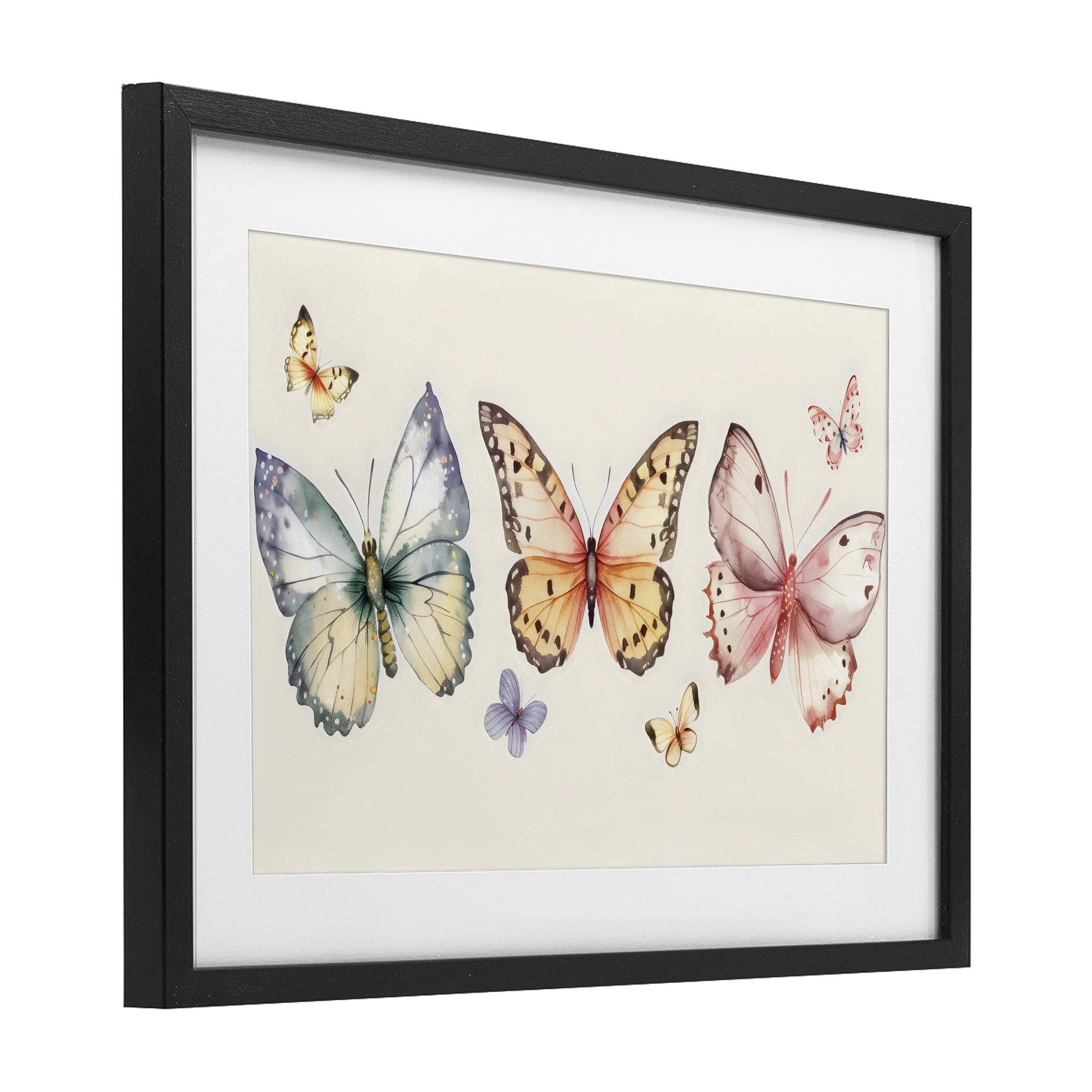Stupell Industries Graceful Butterfly Trio Black Framed Print Under Glass, design by Creative Studio