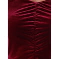 thumbnail image 5 of INSPIRE CHIC Women's Dress Solid Color Square Neck Puff Long Sleeve Casual Midi Dress S Burgundy, 5 of 6