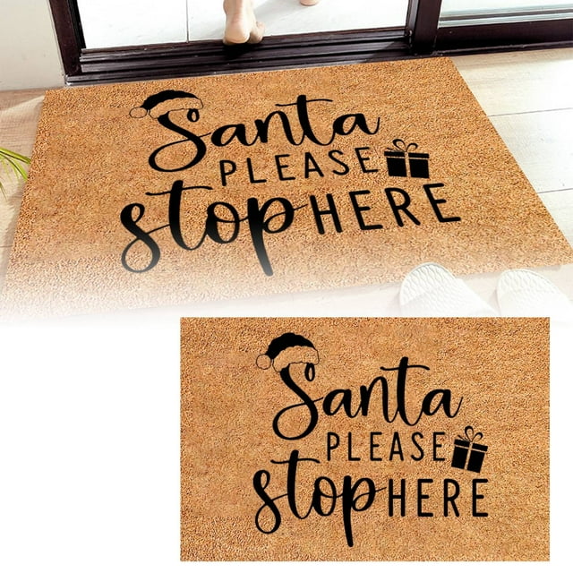 Festive Holiday Welcome Mat with Snowman and Snowflake Design for Christmas Photo Props and Home