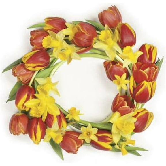 Red Tulips Wreath - Decorative Floral Lunch Paper Napkins 100pcs - Perfect for Decoupage, Party, Birthday, Special Occasions, Weddings