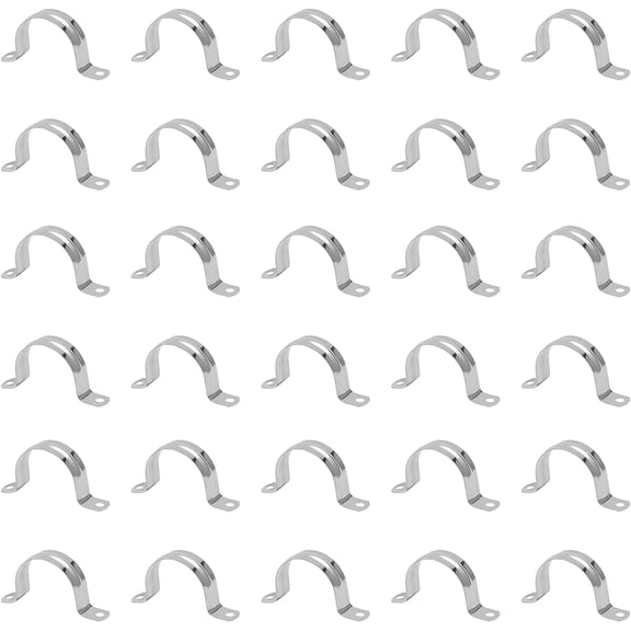 30PCS M40 Pipe Strap Clamp, 2 Hole Strap U Bracket Stainless Steel, U-Tube Clamp Rigid Pipe Strap Hanger Tube Strap Tension Clipsfor Rubber Hoses, Plastic Steel Pipes, Gas Pipes