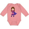 thumbnail image 3 of Inktastic Superhero Girl, Brown Hair, Cute Girl, Purple Cape Girls Long Sleeve Baby Bodysuit, 3 of 5