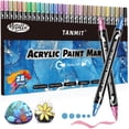 thumbnail image 1 of Marcadores de pintura acrílica TANMIT, 28 colores metálicos, doble punta, 1 of 7