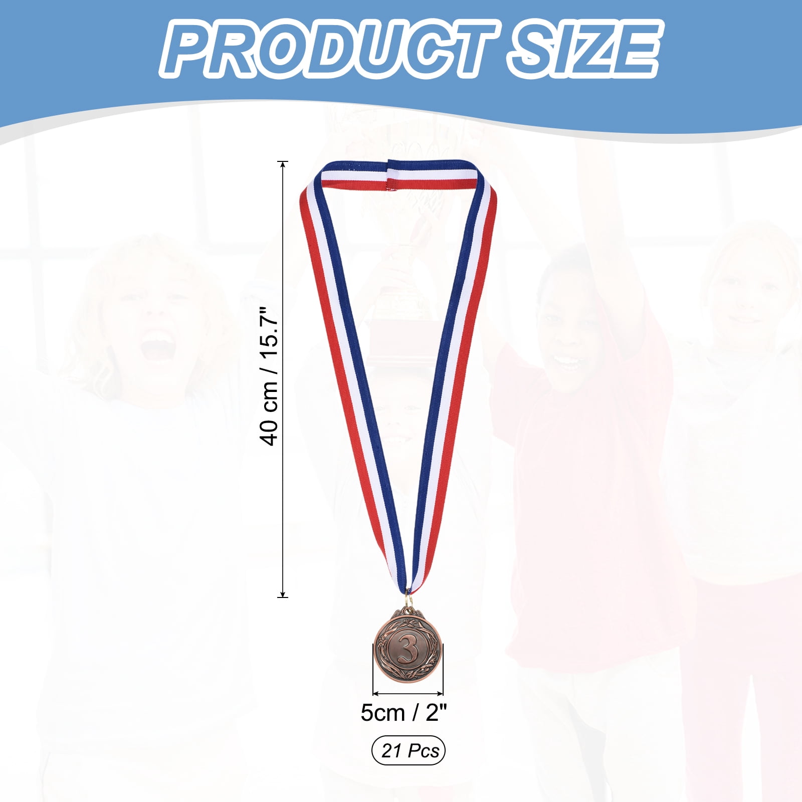 Uxcell Award Metal, Winner Award Medals Prize with Neck Ribbons Red White Blue Bronze