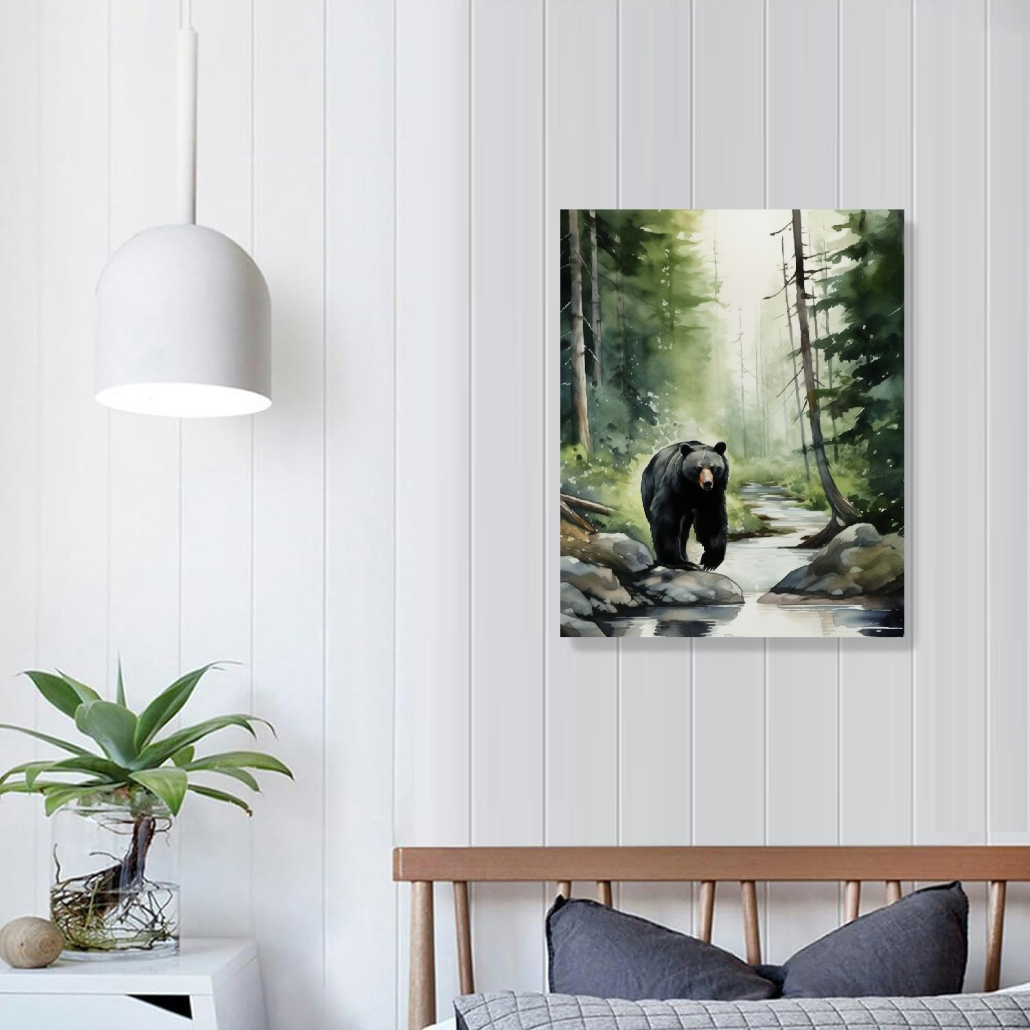 EastSmooth Animal Arts Large Living Room Wall Decor Canvas Wall Art Black Bear Animal Painting Picture Wall Art​ For Living Room Decor Artwork Modern Home Bedroom Wall Decoration