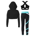 thumbnail image 2 of TiaoBug Kids Girls Tracksuit Sports Bra Hooded Crop Tops Leggings Set Jazz Dancewear Activewear Blue Green 12, 2 of 5