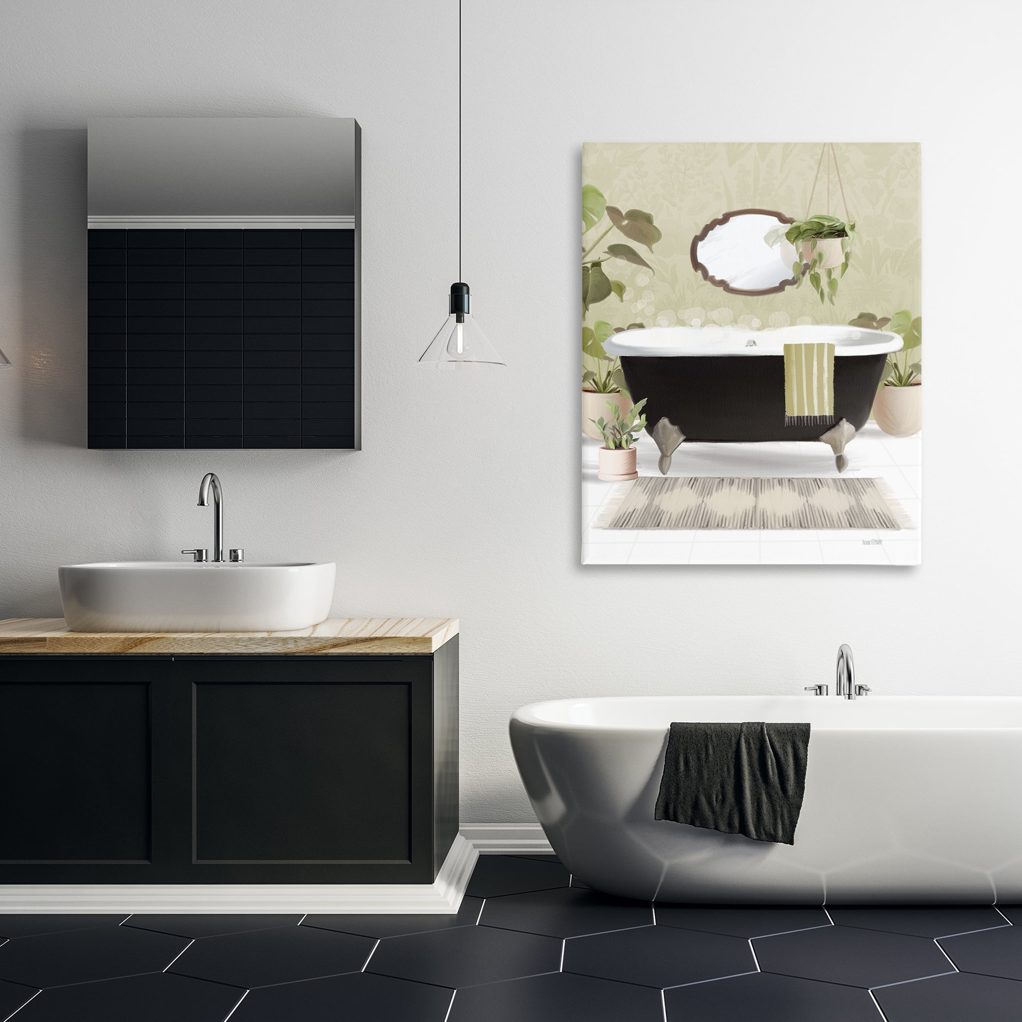 Stupell Industries Relaxing Bathroom Tub Bath & Laundry Painting Wrapped Canvas Art Print Wall Art, 36 x 48