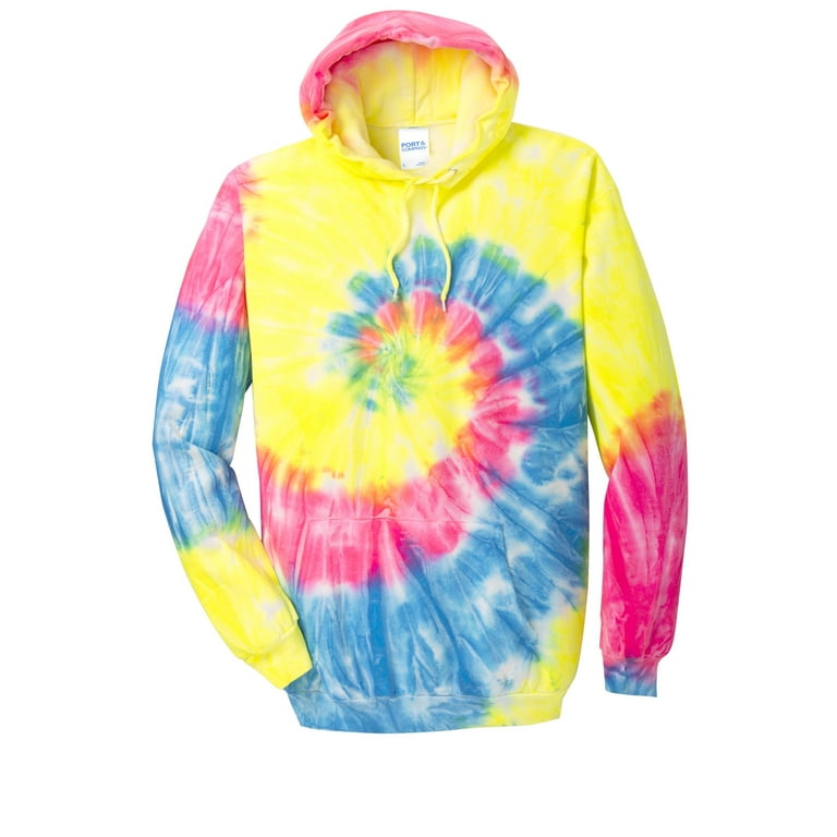 Port Company Tie Dye Pullover Hooded Sweatshirt 4XL Neon Rainbow