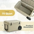 thumbnail image 3 of Costway 75 Qt Portable Cooler Roto Molded Ice Chest Insulated 5-7 Days with wheels Handle Tan, 3 of 10