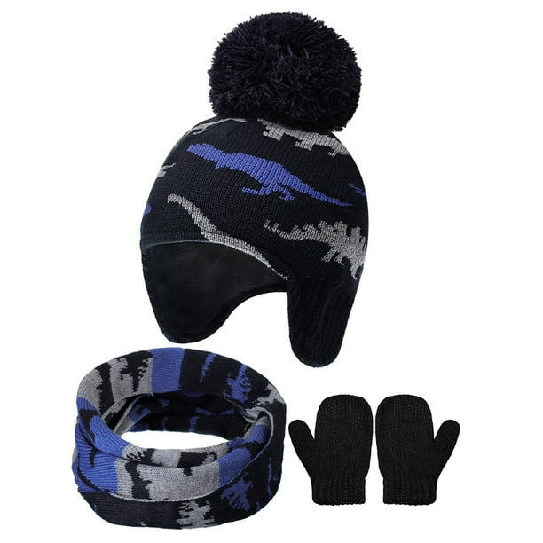 Sonducket Sombrero Bufanda Manoplas Kit Diseño de orejeras Guantes para niños Accesorios de invierno Ropa Decoración Regalos de cumpleaños para niñas Sombreros gris azul L 4-5 años Sonducket AP009415-06B