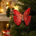 thumbnail image 3 of Set of 3 Christmas Butterfly Clip Mesh Gauze Hanging Ornament, for Tree Decoration Holiday Festival Home Display Red, 3 of 3