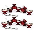 thumbnail image 1 of SynSpiritStore Set of 24 Maroon Stainless Steel ice Cream Cup/Soup Bowl and Spoon Set- 12 Each, 1 of 2