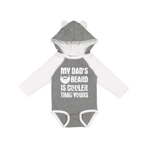 Inktastic My Dad's Beard is Cooler Than Yours in White Boys Long Sleeve Baby Bodysuit