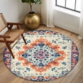 thumbnail image 3 of Boho Orange Blue Large Area Rugs for Bedroom Living Room, Soft Non Slip Carpet Bedside Rug, Ethnic Vintage Boho Geometric Art Round Floor Cover Kitchen Accent Rug 6' for Dining Room/Office, 3 of 9