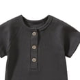thumbnail image 2 of Faraee Newborn Baby Boy Girl One Piece Romper Infant Ribbed Short Sleeve Jumpsuit Half Button Spring Summer Onesies Outfits Dark Gray Size 12-18 Months, 2 of 3