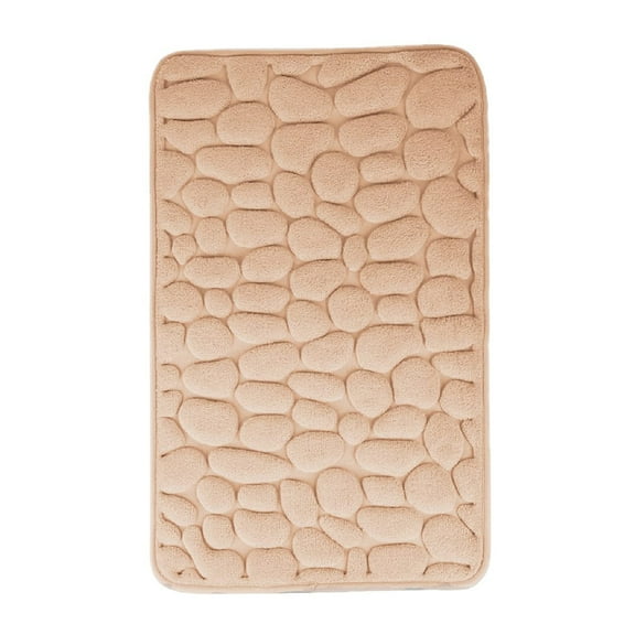 Memory Foam Bath Rug - Cobblestone Soft Absorbent Bathroom Rugs Non Slip Bath Mat for Kitchen Bathroom Floors 15.5" x 23.5", Camel