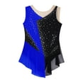 thumbnail image 5 of Miutii Girls Rhinestone Sleeveless Gymnastics Leotard Dress Mesh Splice Figure Skating Jumpsuit Biketard Unitard Royal Blue 16, 5 of 7