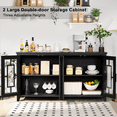 thumbnail image 6 of Joaxswe Farmhouse Sideboard Buffet with Storage, 63" Large Coffee Bar Cabinet with Glass Doors and Shelves for Dining Room, Black, 6 of 7