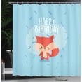 thumbnail image 3 of Ambesonne Birthday Shower Curtain, Little Fox Party Theme Art, 69"Wx84"L, Pale Sky Blue Vermilion, 3 of 4