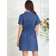 thumbnail image 5 of Vestido Camisero Liso De Cambray Con Cuello Vuelto Y Bolsillos Para Mujer Azul M, 5 of 6