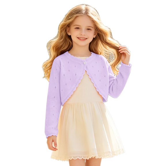 Gaexia Girls Cardigan Sweater Knit Open Front Long Sleeve Lightweight Casual Layering Top for Autumn Back to School
