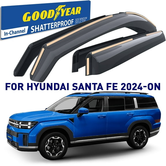 Goodyear Shatterproof in-Channel Window Deflectors for Hyundai Santa Fe 2024-2026, Rain Guards, Window Visors for Cars, Vent Deflector, Car Accessories, 4 pcs - GY008052