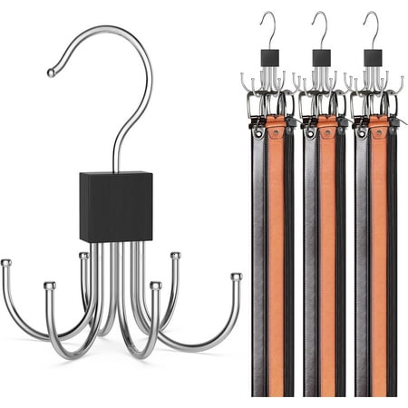 Belt Hanger  Belt Organizer for Closet 360° Rotatable Max 24 Belt Storage Space Saving Closet Organizers and Storage for Belt  Bra  Tank Top  Tie  Scarf  Purse 3Pcs