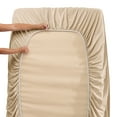 thumbnail image 3 of Clara Clark 1800 Microfiber Collection 18" - 21" Extra Deep Pocket Fitted Sheet, Full Size, Beige Cream, 3 of 8