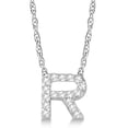 thumbnail image 1 of Petite Pave Diamond Initial Pendant Necklace 14k White Gold, 1 of 1