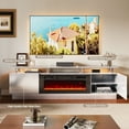 thumbnail image 3 of Oneinmil Fireplace TV Stand with 36” Electric Fireplace, Entertainment Center for TVs up to 90", LED Lights Entertainment Center, TV Console, Grey, 3 of 8