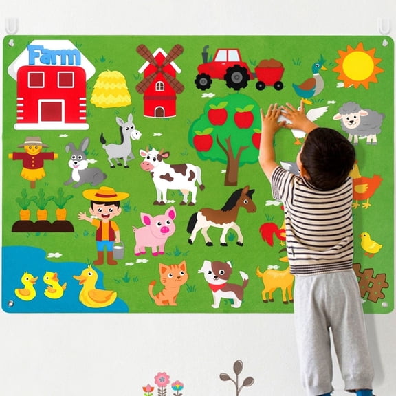Laffact  Farm Animals Felt Storyboard for Child Learning,38 Counts