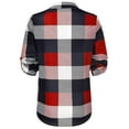 thumbnail image 4 of Womens Basic Casual V Neck Plaid Print Cotton Cuffed Long Sleeve Work Tops Blouses Shirts, 4 of 5