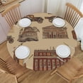thumbnail image 2 of Roma Retro Round Fitted Tablecloths Table Covers Wipeable Waterproof Elastic for Kitchen Dinning Parties Wedding Picnic Small Fits 40-44 Inch Table Size, 2 of 4