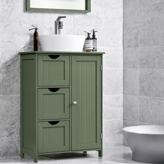 LEDREM Freestanding Storage Cabinet with 3 Drawers & Adjustable Shelf - 11.8x23.6x31.5 Inch Floor Cabinet, Forest Green