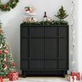 thumbnail image 4 of Laintene Sideboard Buffet Cabinet with Storage, 31" Storage Cabinet with Lines Panel Doors, Adjustable Shelf for Kitchen Dining Room, Wood Accent Cabinet for Living Room, Black, 4 of 11