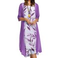 thumbnail image 4 of USSUMA Summer 2 Piece Dress Outfits for Women Leaves Print Sleeveless Tank Maxi Dress with Long Jacket Two Piece Sets, 4 of 6