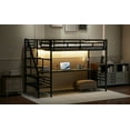 thumbnail image 1 of Metal Loft Bed Frame with Desk and LED Light, No Box Spring Needed,Twin ,Black, 1 of 12