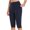 Navy, variant on IROINNID Women's Pants Skinny Solid Color Knee Length High Waist Yoga Workout Exercise Casual Summer With Pockets Capri