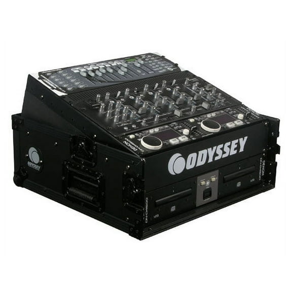 Odyssey Cases FZ1002BL New Black Label Ata Combo DJ Flight Rack Case W/ 10X 2