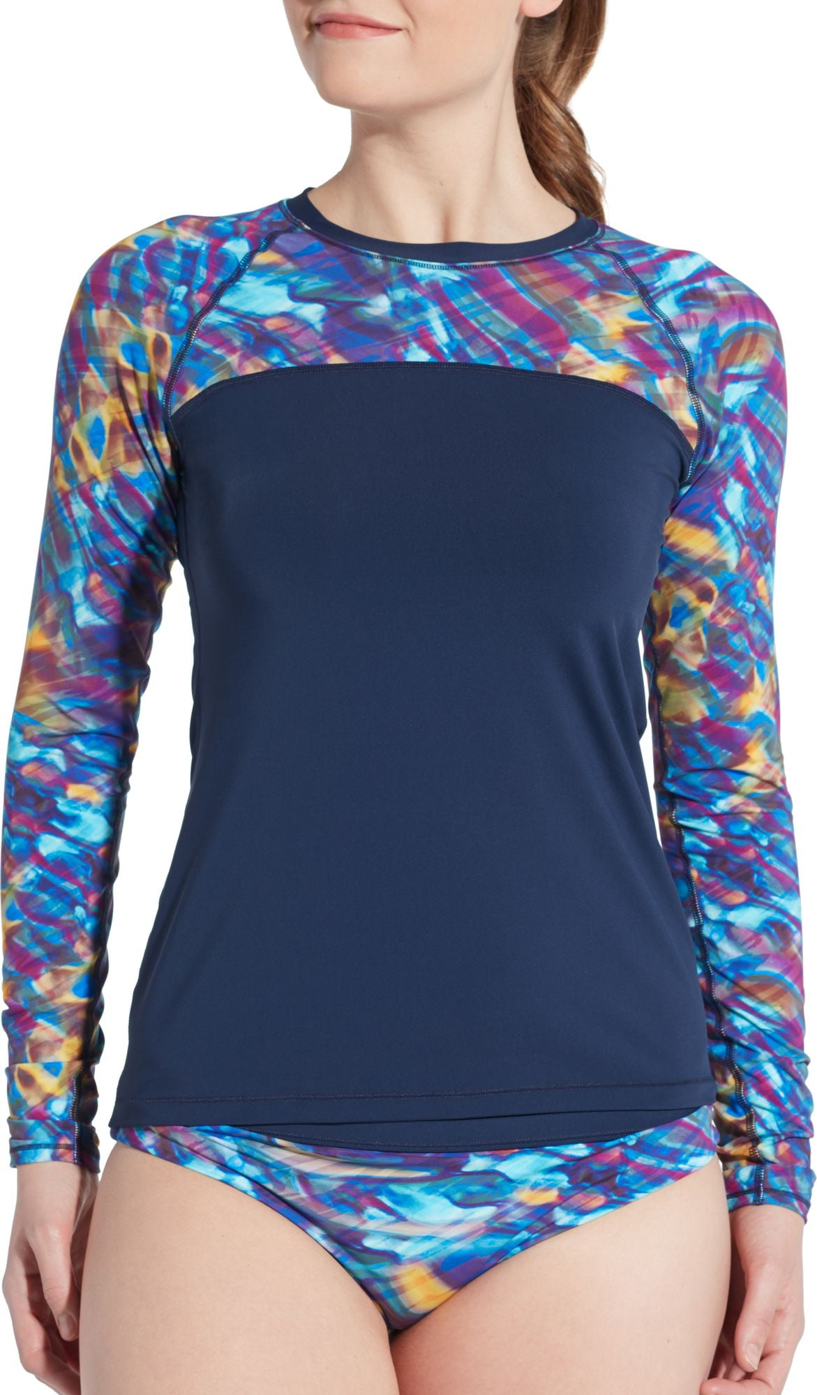 calia by carrie underwood women's plus size long sleeve zip up rash guard