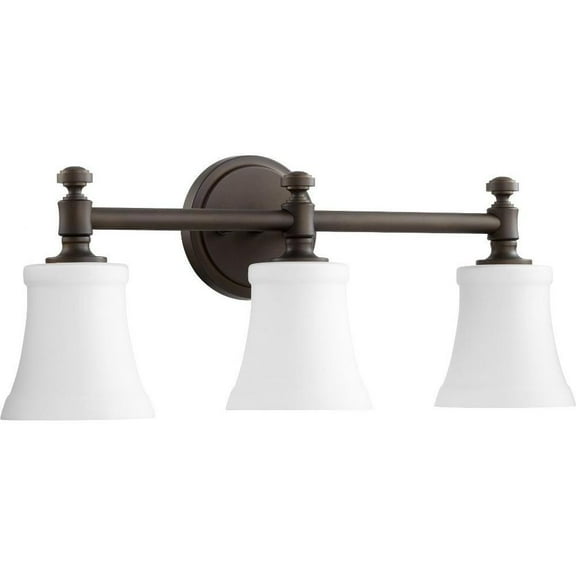 Palmerston Broadway 3 Light Bathroom Light in Style 21.5 inches Wide By 9 inches High-Oiled Bronze Finish-Satin Opal Glass Color Bailey Street Home