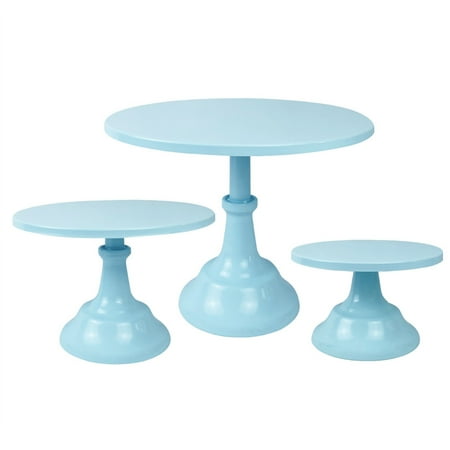 

3 Pcs Cake Stand Set Blue Metal Cupcake Holder Dessert Display Plate Decor Serving Platter for Baby Shower Wedding Birthday Parties Celebration