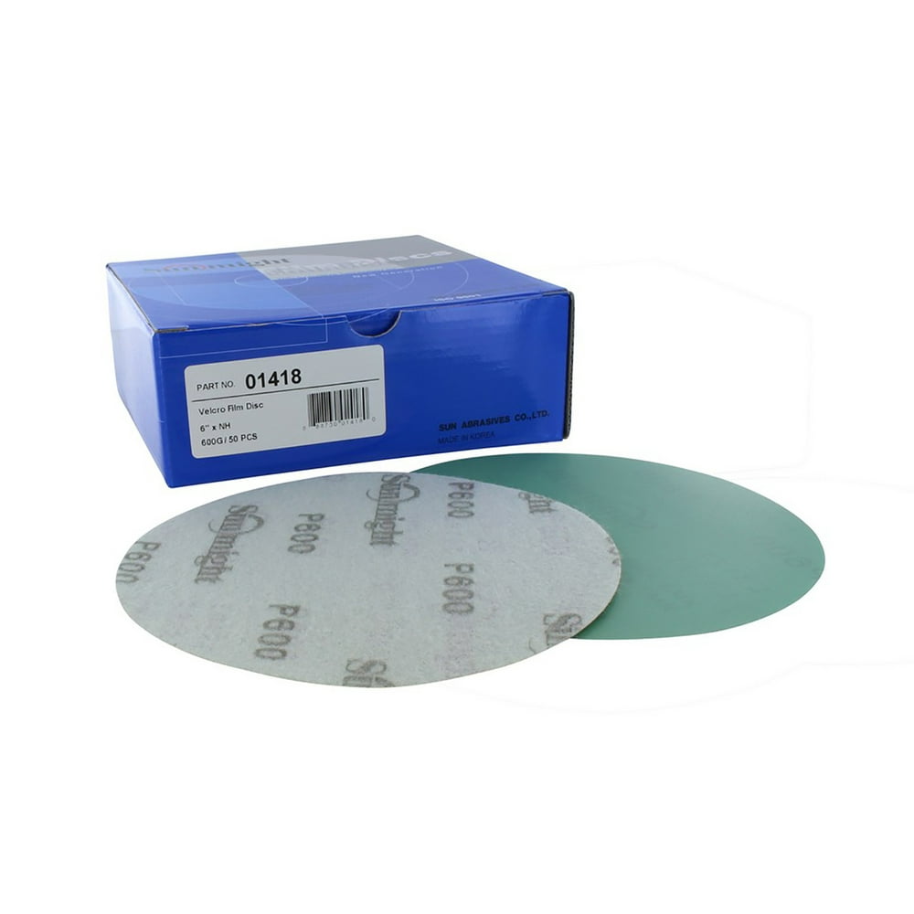 Sunmight 1418 6" 600 Grit Film Sanding Disc, 50 Pieces