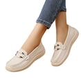 thumbnail image 2 of Domzle Women's Comfortable Faux Leather Penny Loafers Slip On Business Casual Dress Shoes Lightweight Office Work Flats Everyday Walking Shoes for Women Beige, 2 of 7