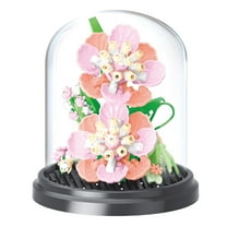 HI-REEKE Flower Mini Building Block Set Shell Everlasting Flower Bouquet Bonsai Kit Plastic Toy Pink