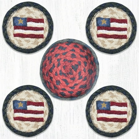 

Capitol Importing 29-CB015PSF 5 x 5 in. CNB-15 Primitive Star Flag Coasters in a Basket