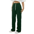 thumbnail image 6 of Girls Casual Loose Fit Elastic Waist Drawstring Straight Wide Leg Joggers Sweatpants Open Bottom Athletic Workout Pants with Pockets for Kids and Teens, 6 of 9